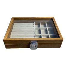 Vintage Wood Jewelry Box Featuring Multiple Compartments-Gray