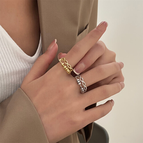 Unique Anxiety Ring with Spinner Circle-04 White K 0096 1