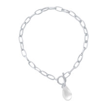 Exquisite Acrylic Teardrop Pendant Necklace Metal Chain-silver