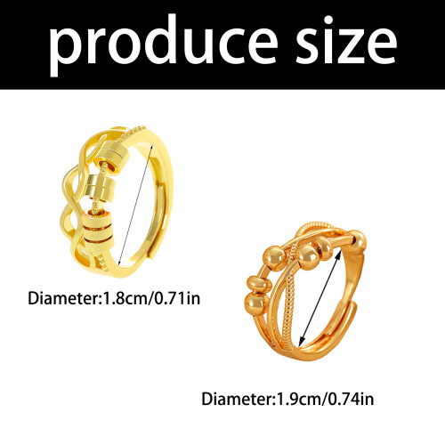 Luxury Rotatable Bead Open Ring Women's-03 k c gold 6367 2