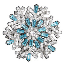 Broche flocon de neige rotative, accessoire de fête-Bleu