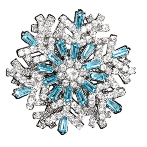 Broche flocon de neige rotative, accessoire de fête-Bleu
