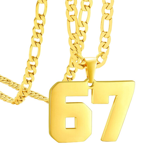 Collier avec pendentif en acier inoxydable, numéro 67-SS3