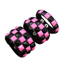Bracelet en cuir carré foncé Punk pour boîte de nuit, ensemble-C
