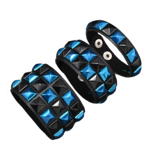 Bracelet en cuir carré foncé Punk pour boîte de nuit,-JE