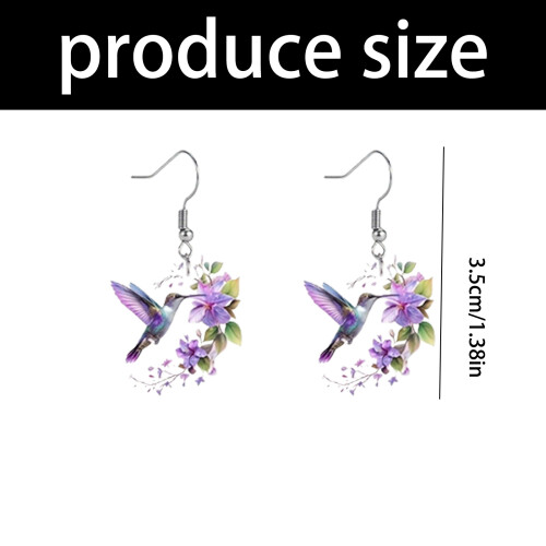 Boucles d'oreilles élégantes avec motifs de colibris et de 2