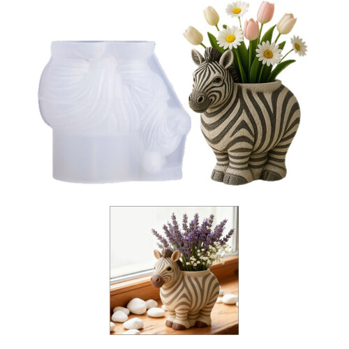 Zebras Shape Crafting Flowerpot Mold for Unique Resin Containers 1
