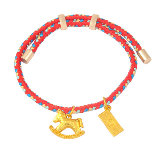 Bracelet tissé avec pendentif cheval mignon, accessoire de-12