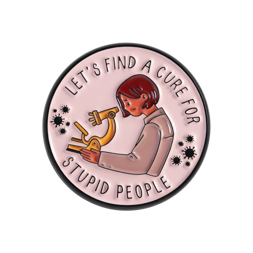 Science Themed Brooch Pin with Microscope and Creative Letters