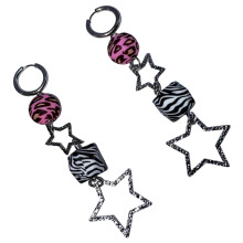 Ohrringe im Punk-Stil, Sternwürfel, Tropfen-Design, Zebras,