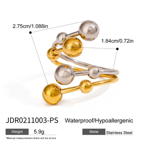 Fashionable Two Tone Gold Silver Ring Featuring Adjustable 2