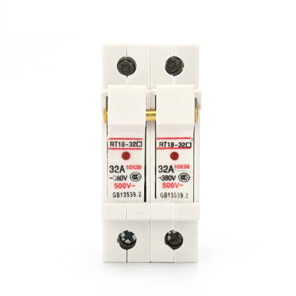 Din Rail Mounted 10X38mm Copper Fuse Holder 500V 2P 3A For Reliable Overcurrent Protection 9092120205480