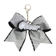 Fashionable Glittering Bowknot Keychain Cheerleader-Silver