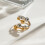 Fashionable Two Tone Gold Silver Ring Featuring Adjustable 7