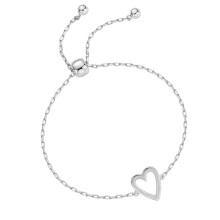 Bracelet coeur ajouré à la mode en acier-grand coeur argenté