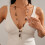 Handmade Spoon Pendant Beaded Necklace with Acrylic-Silver 7