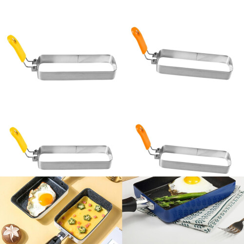 Griddle Egg Ring Nonstick Orange Rectangle Cooker for Breakfast Muffins and Burger Grill 2