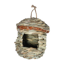 4pcs Hanging Hummingbird Nest House with Lid, Natural Reed Grass Hand Woven Bird Shelter for Garden