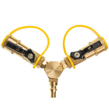 RV Propane Quick Connect Y Splitter with Shutoff Valve, 1/4 Inch Solid Brass Adapter for RV Stove and Grill