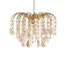 Gold 4 Tier Ceiling Pendant with Acrylic Drops