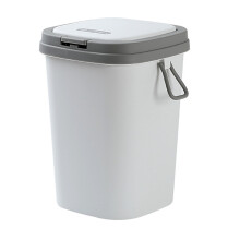 Kitchen and Bathroom Push-Type Thick Solid and Durable Trash Can with Handle Gray