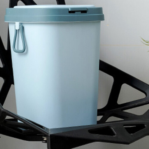 Kitchen and Bathroom Push-Type Thick Solid and Durable Trash Can with Handle Gray 2