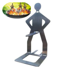 Stainless Steel Standing Man Hot Dog Grill Rack Sausage Holder for BBQ Camping Even Heat Cooking