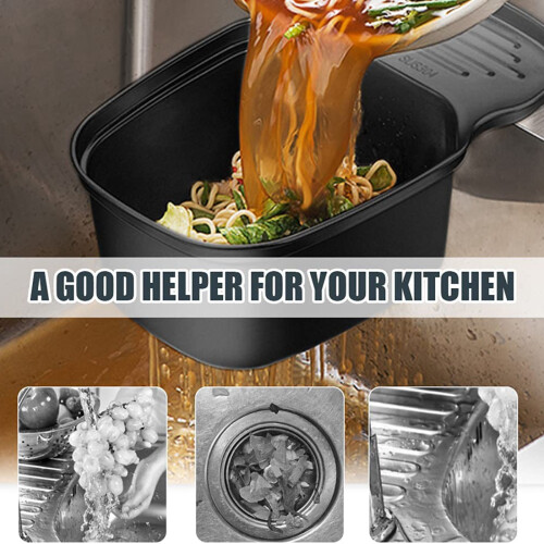Sink Strainer Funnel Drain Basket Multifunctional Saddle-Shaped Left Mesh Stainless Steel Filter Black 1