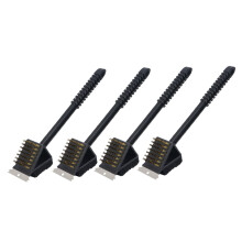 Grill Cleaning Brush Set with Scraper for Stubborn Grease Removal, EasyHang Handle, 4 Pack