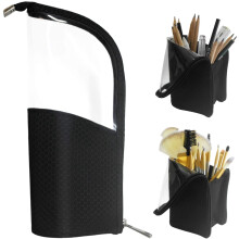 Estuche de viaje para brochas de maquillaje, bolsa para bolígrafos, neceser con cremallera, bolsa de aseo vertical portátil, impermeable y a prueba