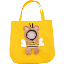 Cute Khaki Bear-Shaped Pet Canvas Shoulder Bag, M Size – Portable Carrier for Small Dogs, Cats & Pets, Compatible with Outdoor, Shopping, Camping
