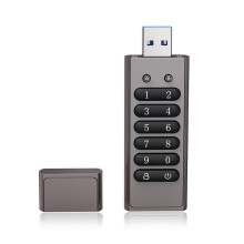 128GB Encrypted USB Flash Drive 256Bit Hardware Encryption Secure Password Protection USB 3.0 Grey
