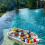 Floating Pool Tray White Rattan Serving Surface for Breakfast Drinks Snacks Spa and Parties 1