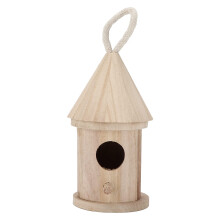Wooden Hanging Round Bird House DIY Rustic Cottage Style for Garden Outdoor Decoration