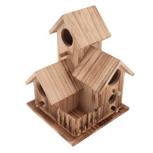 Wooden Bird House and Feeder with Weatherproof Roof, Rustic Cottage Style for Garden Patio Yard