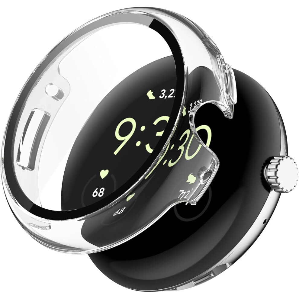 Case For Google Pixel Watch 4 41Mm Clear Hard Protective Cover With 9H Tempered Glass And Full Edge Protection 9330225017035