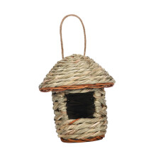 Natural Handwoven Hanging Birdhouse for Garden Outdoor Decor, Rustic Woven Nest for Small Birds