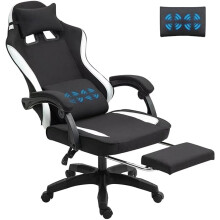Fabric Massage Gaming Chair(Black), Ergonomic Computer Chair, Video Game Chair