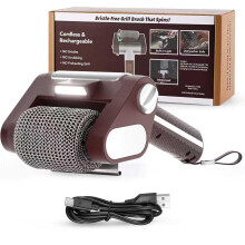 Electric Grill Brush 350 RPM Stainless Steel Roller Cordless Rechargeable BBQ Cleaner with LED