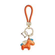 Porte-clés cheval de dessin animé, pendentif artisanal à-Orange