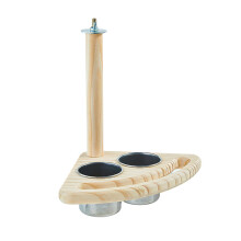 Parrot Perch with Feeding Cups 2 in 1 Cage Mount Bird Feeder and Toy Combo Easy Clean