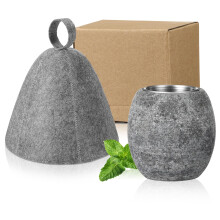 Sauna Accessories Set Felt Sauna Hat with Aromatherapy Cup and Stainless Steel Bowl Hair Protection