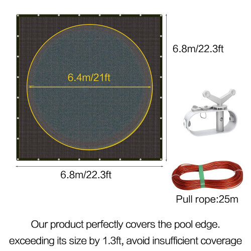 Pool Leaf Net Cover 22x22FT Black Mesh with Reinforced Edge Rope Cuttable Rectangle Design 1