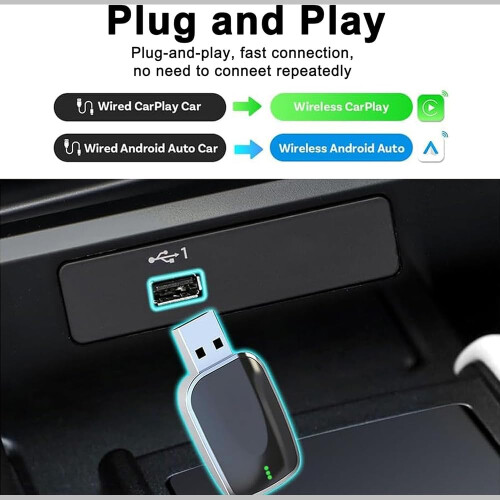 Wireless Android Auto Adapter for Jaguar XE XJ 20192020, Plug and Play Bluetooth Converter, Android 11+ Compatible 2