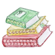 Creative Book Theme Enamel Brooch Crystal Decors Fashion Pin-2