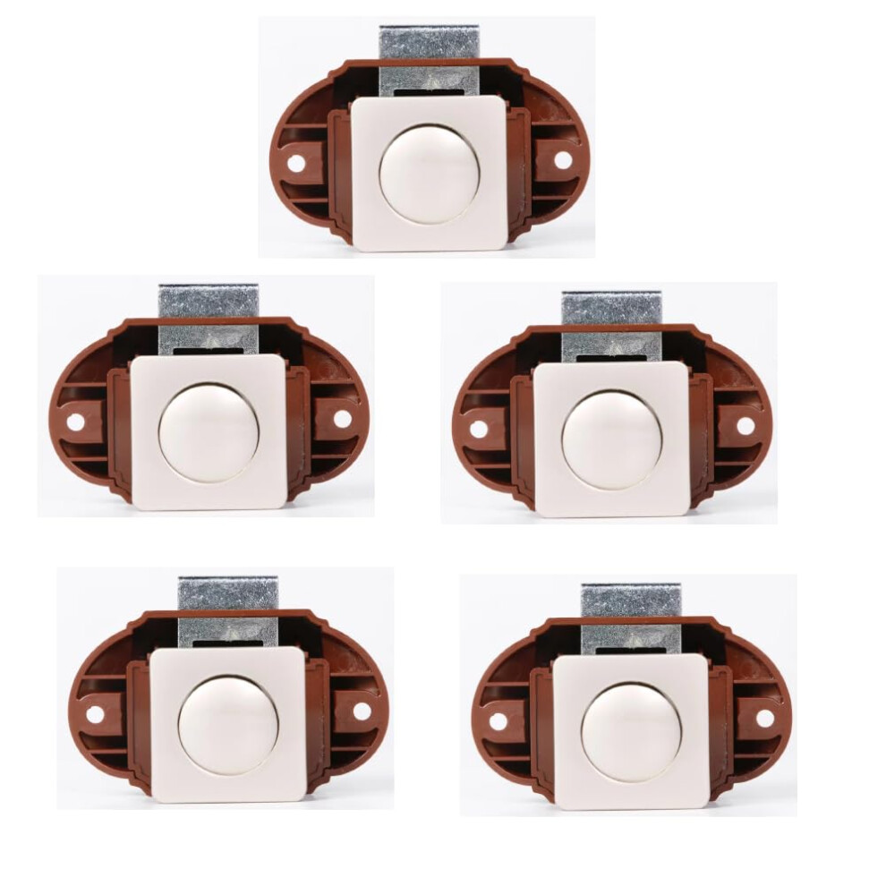 5 Pack Rv Drawer Latch Push Button Cabinet Lock, Durable Zinc Alloy Secure Travel Lock For Camper Motorhome Yacht Brown Nickel Finish 9330225018056