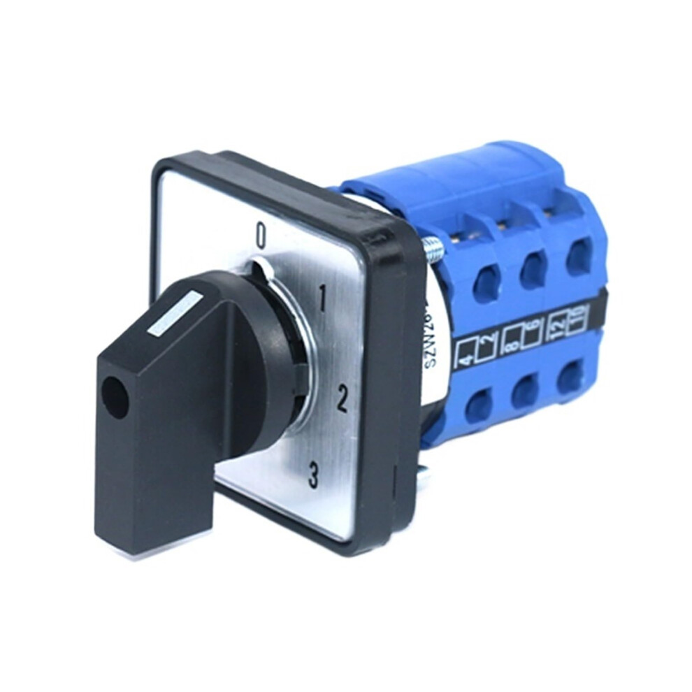 3 Phase 20A Cam Switch 64X64mm Panel Mount 4 Position Rotary Changeover 660V 12 Terminal 9455672273442