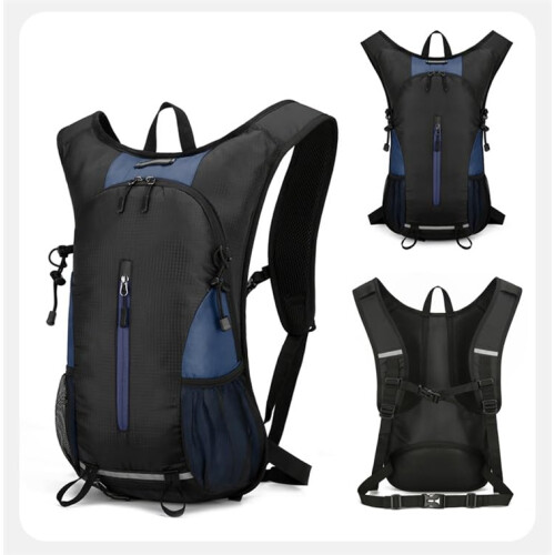 25L Ultralight Waterproof Hiking Backpack Foldable Daypack with Reflective Strips Black Deep Blue 1