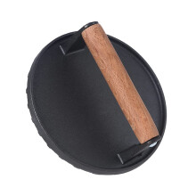 Cast Iron Burger Press Steak Weight for Even Cooking with Wooden Handle for Grill and Skillet