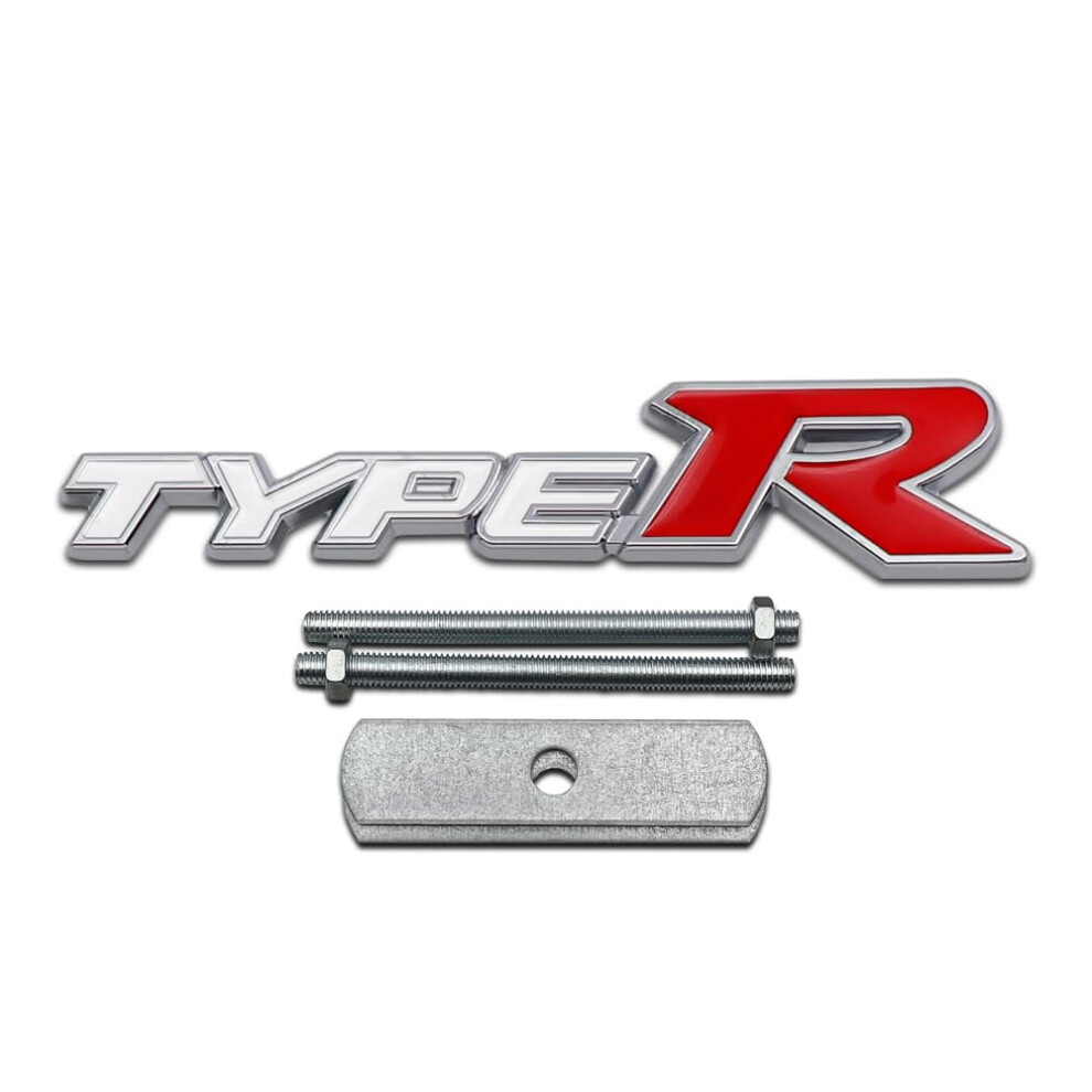 Chrome Metal Front Grille Emblem Weatherproof Sporty Car Badge For Type R Silver/White/Red 9330225018469